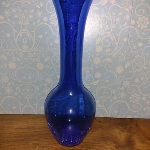 Crackle bottom Collectible Cobalt Blue Vase